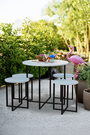 34-01-01 Dolunay Table Set 4 Stools WHITE
