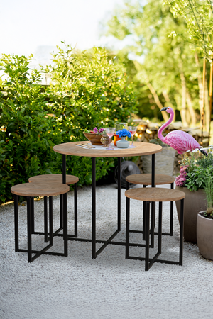 34-01-02 Dolunay Table Set 4 Stools PINE