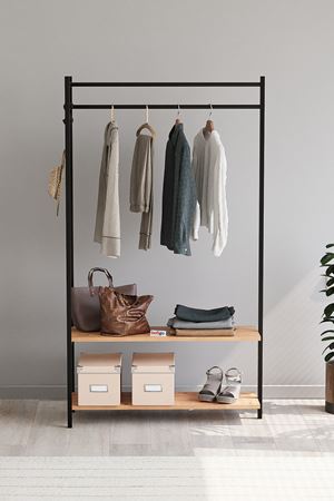 Bofigo Konfeksiyon Askısı Ayaklı Askılık Elbise Askılığı Raflı Askılık Jüpiter Çam