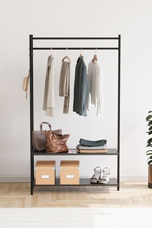 Bofigo Konfeksiyon Askısı Ayaklı Askılık Elbise Askılığı Raflı Askılık Jüpiter Antrasit