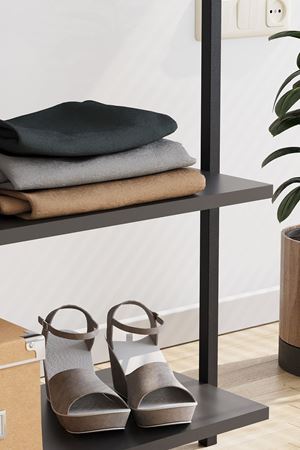 Bofigo Konfeksiyon Askısı Ayaklı Askılık Elbise Askılığı Raflı Askılık Jüpiter Antrasit