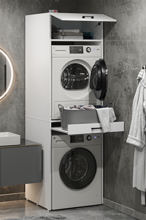 12-04-01 Washing Machine And Dryer Irmak Cabinet WHITE