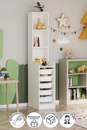 12-37-01 Derya Cabinet with 5 Basket 3 Shelves WHITE