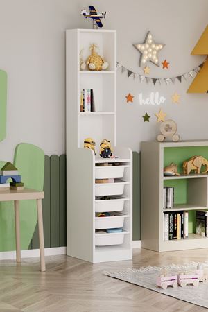 12-37-01 Derya Cabinet with 5 Basket 3 Shelves WHITE