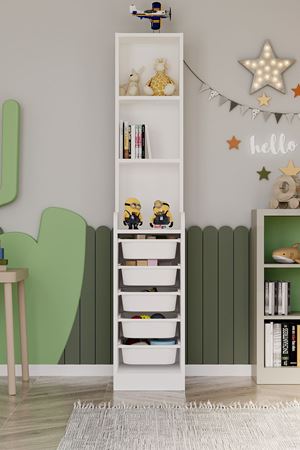 12-37-01 Derya Cabinet with 5 Basket 3 Shelves WHITE