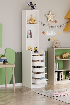 12-37-01 Derya Cabinet with 5 Basket 3 Shelves WHITE