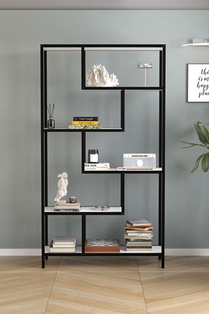 Bofigo 6 Raflı Kitaplık Dekoratif Kitaplık Metal Kitaplık Ofis Kitaplığı Larissa Beyaz