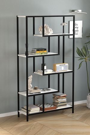 Bofigo 6 Raflı Kitaplık Dekoratif Kitaplık Metal Kitaplık Ofis Kitaplığı Larissa Beyaz