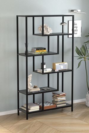 Bofigo 6 Raflı Kitaplık Dekoratif Kitaplık Metal Kitaplık Ofis Kitaplığı Larissa Antrasit