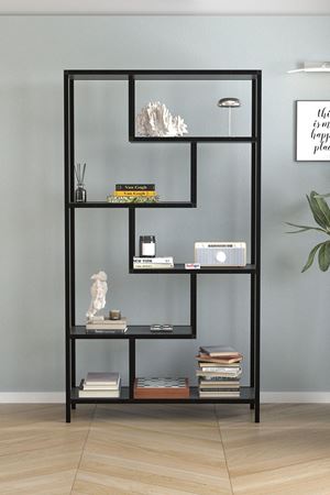 Bofigo 6 Raflı Kitaplık Dekoratif Kitaplık Metal Kitaplık Ofis Kitaplığı Larissa Antrasit
