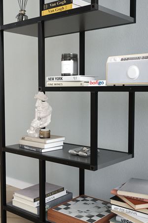 Bofigo 6 Raflı Kitaplık Dekoratif Kitaplık Metal Kitaplık Ofis Kitaplığı Larissa Antrasit