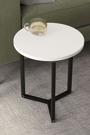 Bofigo 4lü Orta Sehpa Yan Sehpa Dekoratif Sehpa Metal Sehpa Yonca Beyaz