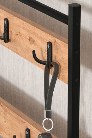 Bofigo 3 Raflı Metal Portmanto Elbise Askılığı Vestiyer Ayakkabılık Samanyolu Çam