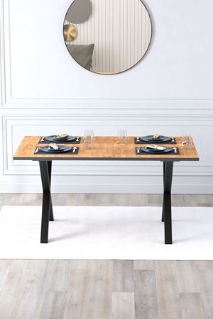 34-12-02  Luna Dining Table With X  Legs PINE