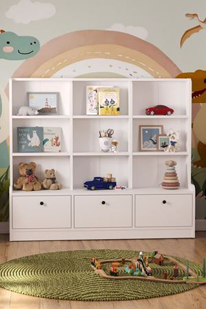 12-43-01 Demet Cabinet with 3 Doors 9 Shelves WHITE