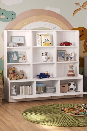 12-43-01 Demet Cabinet with 3 Doors 9 Shelves WHITE