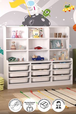 12-42-01 Almina Cabinet with 9 Baskets 9 Shelves WHITE