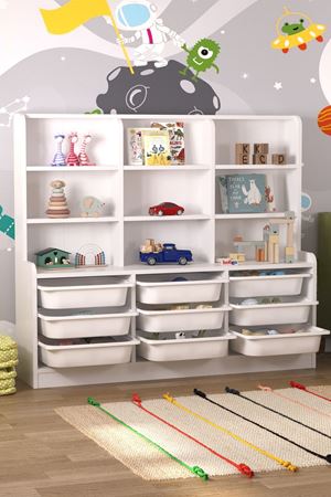 12-42-01 Almina Cabinet with 9 Baskets 9 Shelves WHITE