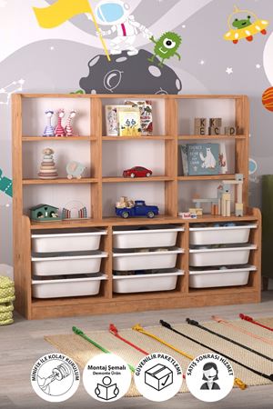 12-42-02 Almina Cabinet with 9 Baskets 9 Shelves PINE