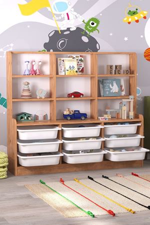 12-42-02 Almina Cabinet with 9 Baskets 9 Shelves PINE