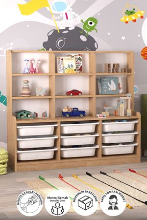 12-42-14 Almina Cabinet with 9 Baskets and 9 Shelves SAPPHIRE OAK