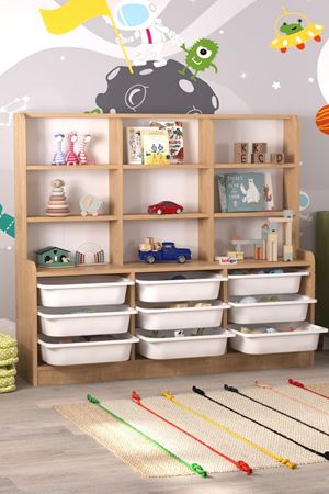 12-42-14 Almina Cabinet with 9 Baskets and 9 Shelves SAPPHIRE OAK