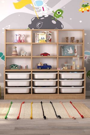 12-42-14 Almina Cabinet with 9 Baskets and 9 Shelves SAPPHIRE OAK