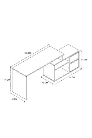Bofigo Çalışma Masası Fonksiyonel Çalışma Masası Ofis Masası Safir Meşe-Beyaz
