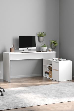 Bofigo Çalışma Masası Fonksiyonel Çalışma Masası Ofis Masası Beyaz