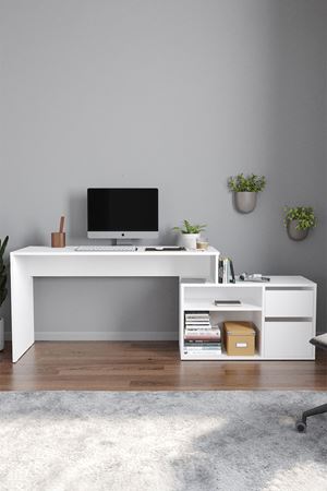 Bofigo Çalışma Masası Fonksiyonel Çalışma Masası Ofis Masası Beyaz