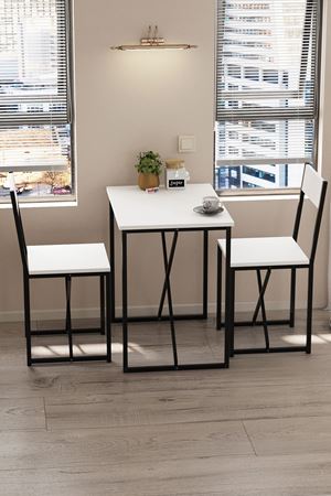 34-03-01 Maysa Kitchen/Balcony Cafe Set with Table and Chairs WHITE