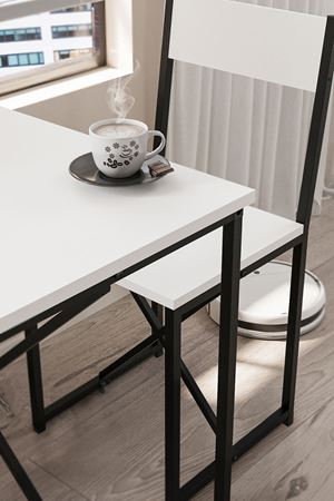 34-03-01 Maysa Kitchen/Balcony Cafe Set with Table and Chairs WHITE