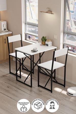 34-03-01 Maysa Kitchen/Balcony Cafe Set with Table and Chairs WHITE