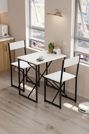 34-03-01 Maysa Kitchen/Balcony Cafe Set with Table and Chairs WHITE