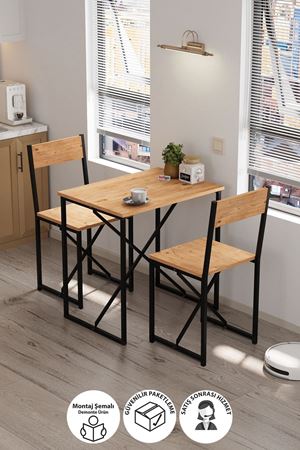 34-03-02 Maysa Kitchen/Balcony Cafe Set with Table and Chairs PINE