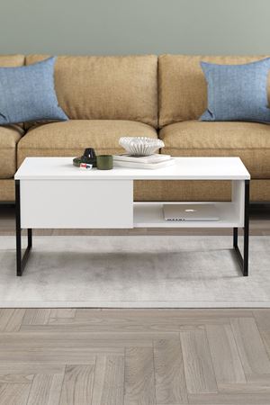 Bofigo Orta Sehpa Yan Sehpa Dekoratif Sehpa Metal Sehpa Zeus Beyaz