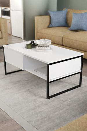 Bofigo Orta Sehpa Yan Sehpa Dekoratif Sehpa Metal Sehpa Zeus Beyaz