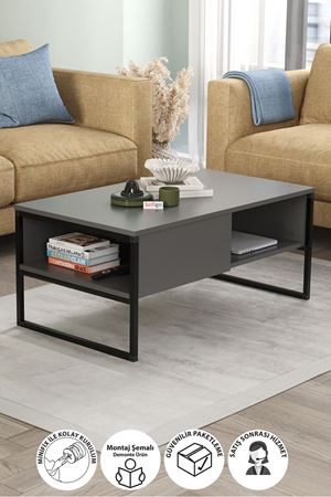 Bofigo Orta Sehpa Yan Sehpa Dekoratif Sehpa Metal Sehpa Zeus Antrasit