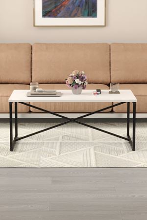 Bofigo Orta Sehpa Yan Sehpa Dekoratif Sehpa Metal Sehpa Hermes Beyaz