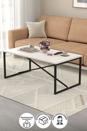 Bofigo Orta Sehpa Yan Sehpa Dekoratif Sehpa Metal Sehpa Hermes Beyaz