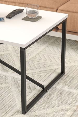 Bofigo Orta Sehpa Yan Sehpa Dekoratif Sehpa Metal Sehpa Hermes Beyaz