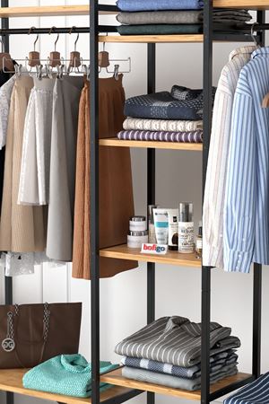 Bofigo 10 Raflı Metal Gardırop Metal Portmanto Açık Gardırop Elbise Dolabı Vestiyer Openix Çam