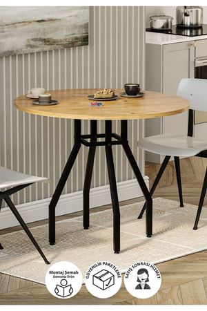 Bofigo Yuvarlak Yemek Masası 80 Cm Mutfak Masası Balkon Masası Roma Çam