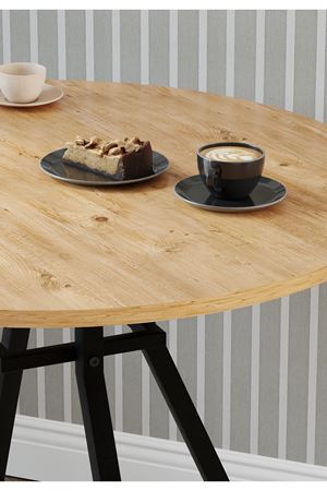Bofigo Yuvarlak Yemek Masası 80 Cm Mutfak Masası Balkon Masası Roma Çam