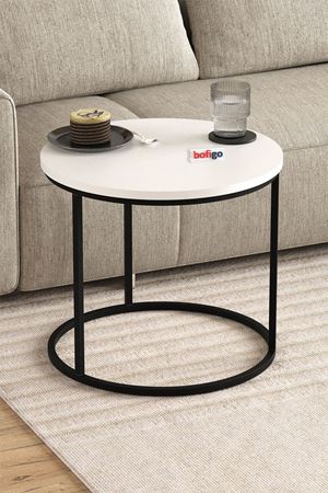 Bofigo 2li Orta Sehpa Zigon Sehpa Yan Sehpa Kahve Sehpası Hilal Beyaz