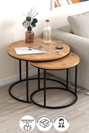 Bofigo 2li Orta Sehpa Zigon Sehpa Yan Sehpa Kahve Sehpası Hilal Çam