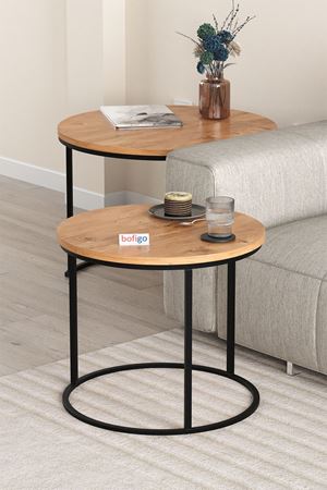 Bofigo 2li Orta Sehpa Zigon Sehpa Yan Sehpa Kahve Sehpası Hilal Çam