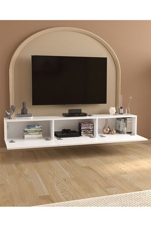 Bofigo TV Ünitesi TV Sehpası Düşer Kapaklı Tv Ünitesi Televizyon Sehpası 180 Cm Marvel Beyaz