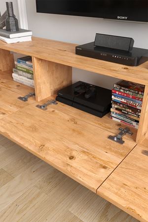 Bofigo TV Ünitesi TV Sehpası Düşer Kapaklı Tv Ünitesi Televizyon Sehpası 180 Cm Marvel Çam