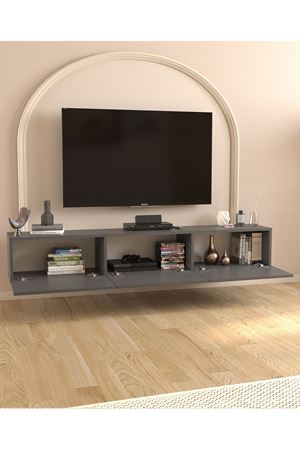 Bofigo TV Ünitesi TV Sehpası Düşer Kapaklı Tv Ünitesi Televizyon Sehpası 180 Cm Marvel Antrasit